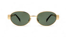 Celine Triomphe Metal sunglasses CL40235U Gold Front close up. Gold and green lens.