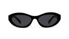 Prada SPR26Z sunglasses – Front view of chic black oval acetate frames with UV protection.