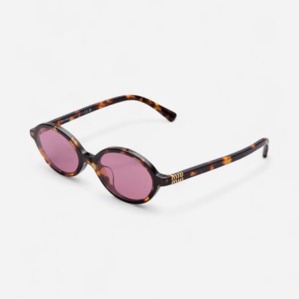 Miu Miu SMU 04ZS Regard Oval Sunglasses  |  Havana Frame | Pink Lens