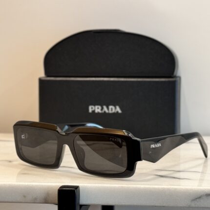 Prada PR 27ZS Symbole Sunglasses – Black Acetate Rectangular Frame