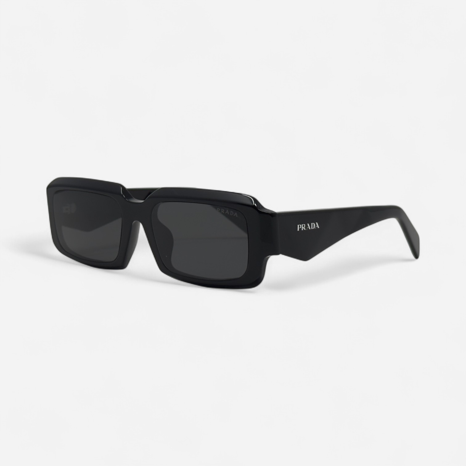 Prada PR 27ZS Symbole Sunglasses – Black Acetate Rectangular Frame 