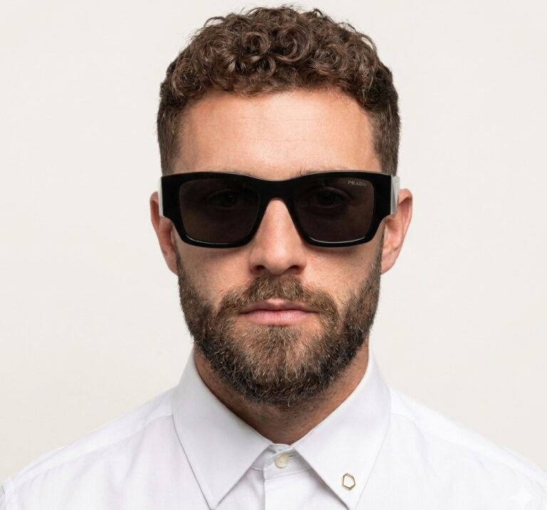 Prada PR 10ZS Sunglasses – Black Acetate Wide Sunglasses