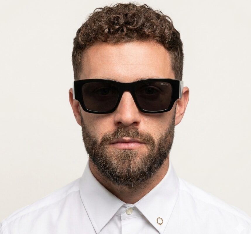 Prada PR 10ZS Sunglasses – Black Acetate Wide Sunglasses