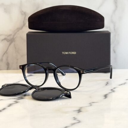 Tom Ford FT5823 Eco 001 Black - Round Magnetic Clip-On