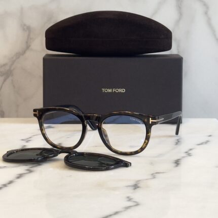 Tom Ford FT5993 Eco 052 Tortoise - Round Magnetic Clip-On