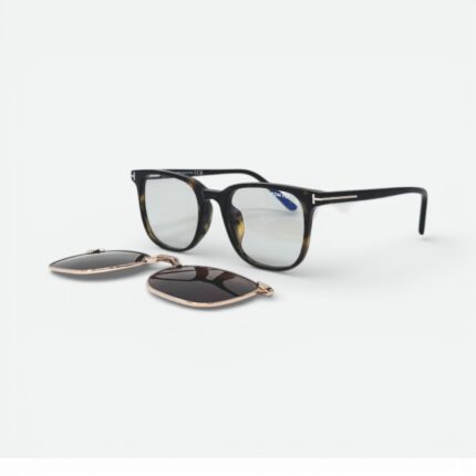 Tom Ford FT5916-B Tortoise Square Eyeglasses - Magnetic Clip-On