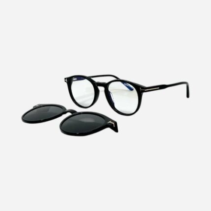 Tom Ford FT5823 Eco 001 Black - Round Magnetic Clip-On