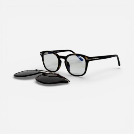 Tom Ford TF 5532-B Tortoise Square Eyeglasses - Magnetic Clip-On