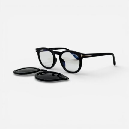 Tom Ford FT5993 Eco 001 Black - Round Magnetic Clip-On