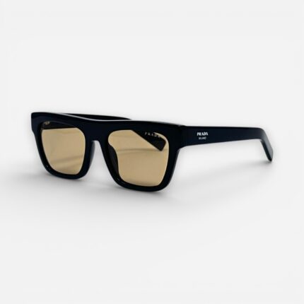 Prada PR  C03S 16K50P Sunglasses Black Sunglasses – Yellow Lens