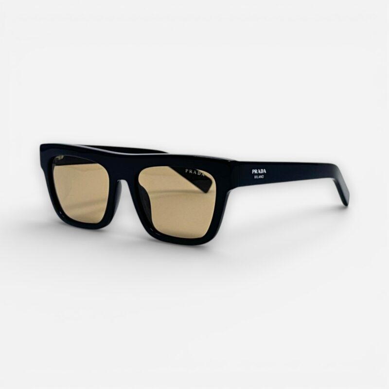 Prada PR  C03S 16K50P Sunglasses Black Sunglasses – Yellow Lens