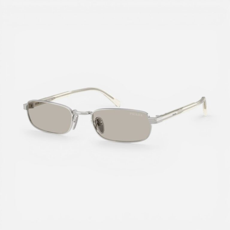 PRADA B54S SILVER SUNGLASSES LIGHT BROWN LENS