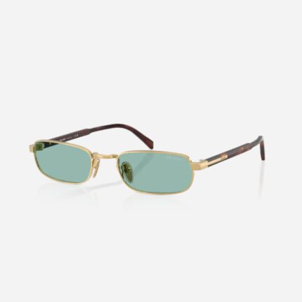 Prada PR  B54S Gold Tortoise Rectangular Frames- Green Lens